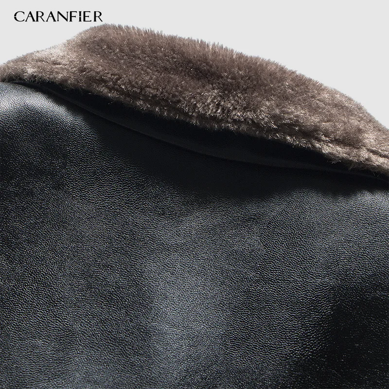CARANFIER Новая зимняя мужская мотоциклетная кожаная куртка Мужская ветровка Куртки