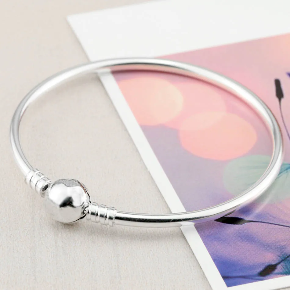 

Original Ball Circular Clasp Clip Suitable Bracelet Bangle Fit Women 925 Sterling Silver Bead Charm Bangle DIY Europe Jewelry