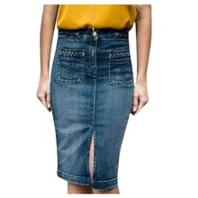 Винтажная джинсовая юбка с карманами и пуговицами, синие тонкие женские юбки размера плюс, женские офисные сексуальные джинсы Faldas, уличная одежда, юбки для женщин