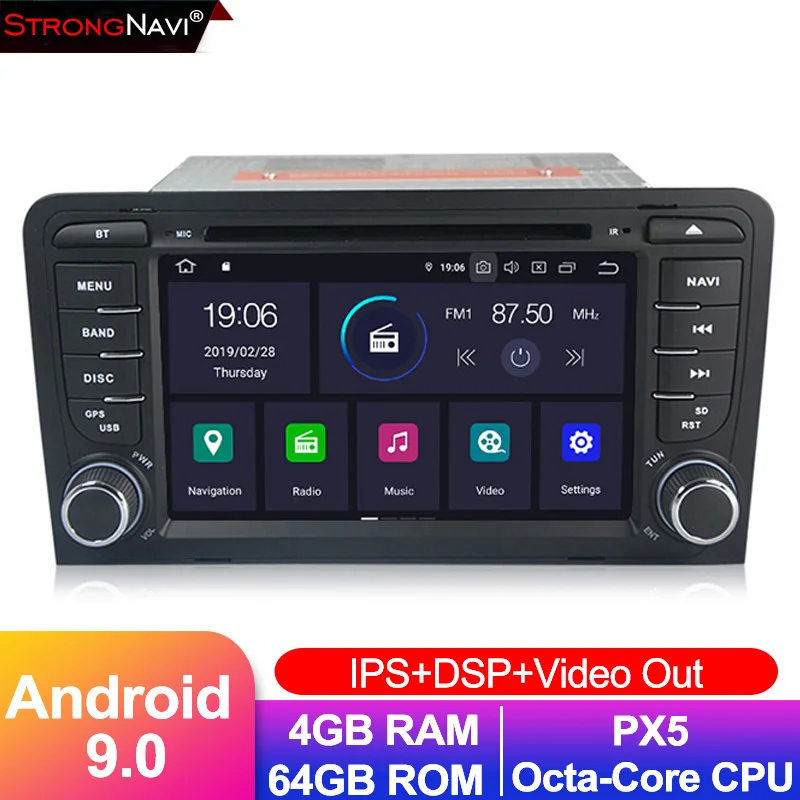 4 + 64G ips DSP 2 Din Автомобильный мультимедийный плеер gps Android 9 DVD помощи при парковке
