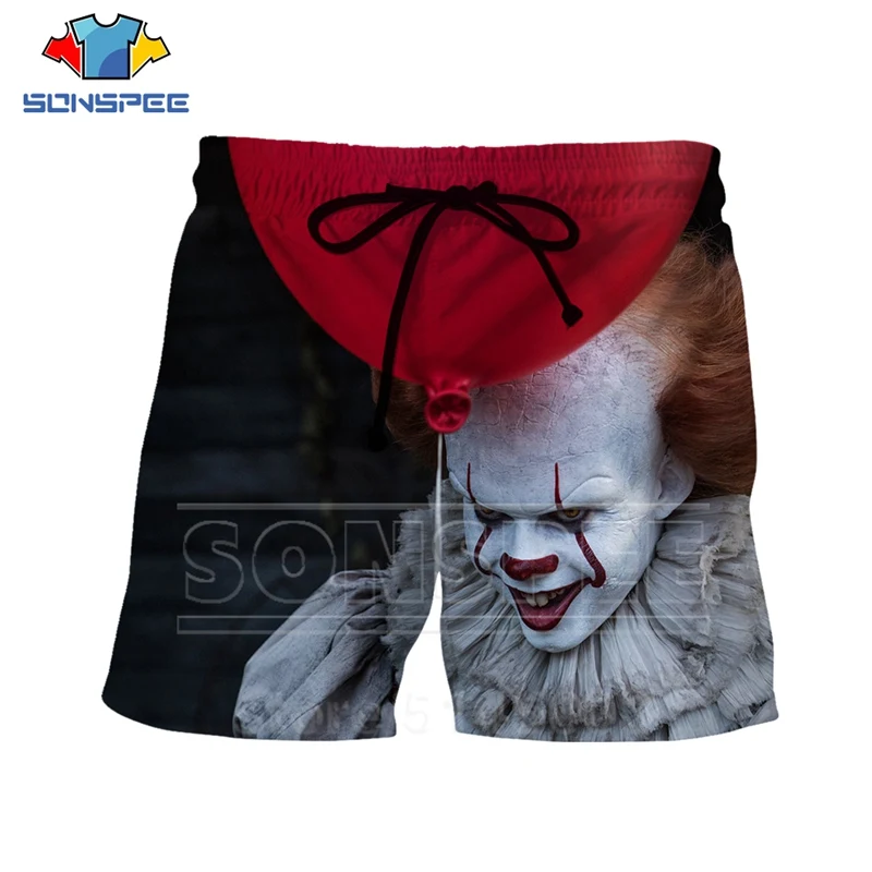 Летние мужские и женские шорты Pennywise с 3D принтом, два клоуна, пляжные, хип-хоп, уличные, спортивные, для фитнеса, модные эластичные штаны, C063-6
