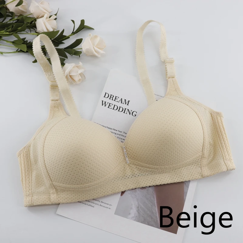Plusgalpret Comfy Wireless Bra B C Cups Underwear Adjustable Full Cup Breathable Soft Bralette Lingerie Plus Size Bh 36-44 - Цвет: Beige