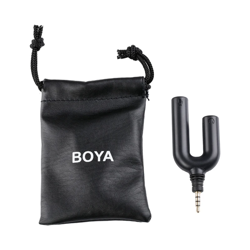 BOYA BY AUM3 Microphone with Headset Splitter Adapter Headphone Output Monitoring for iPhone XS XR X 8 7 Plus ipad iPod Touch