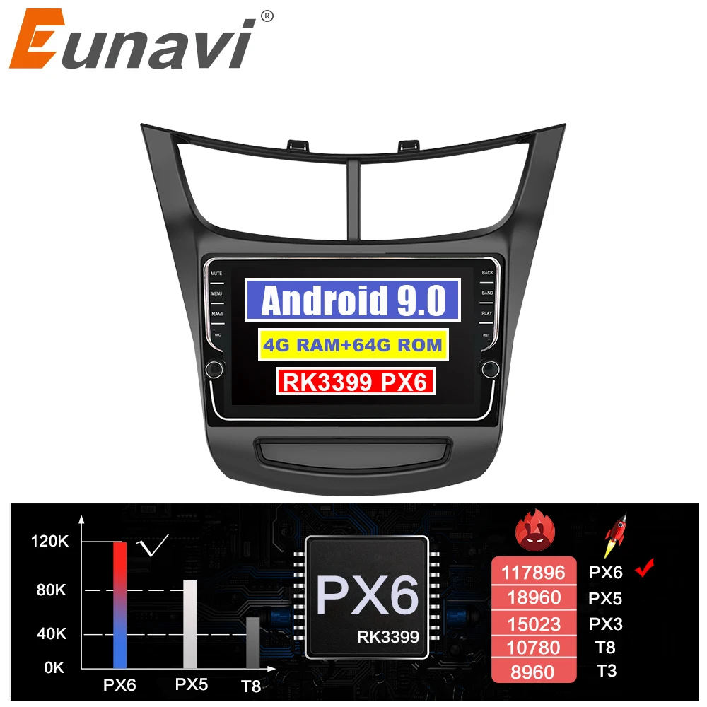 Автомагнитола Eunavi 2 din Android 9 0 для Chevrolet Sail 2015 2016 2017 Авторадио GPS-навигация