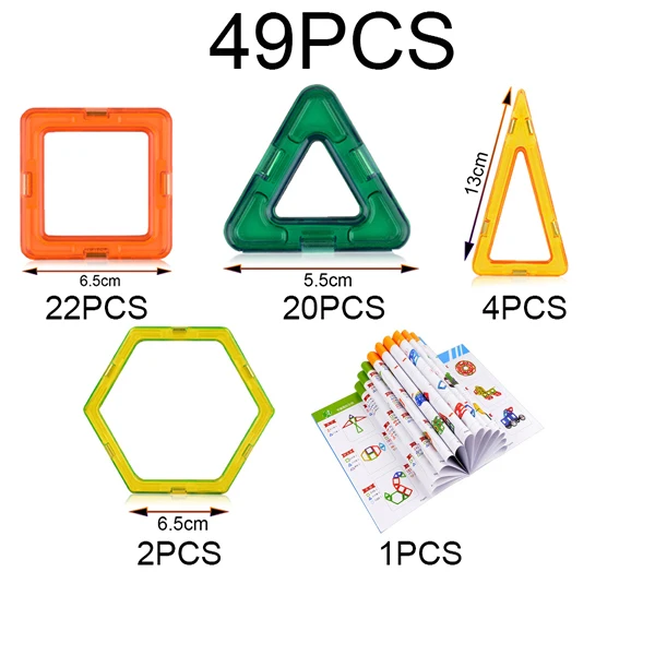 Большой размер, Магнитный конструктор, набор для строительства, модель и строительные игрушки, магнитные блоки, развивающие игрушки для детей - Цвет: Многоцветный