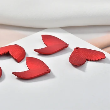 

DIY Jewelry Findings 50pcs 24*26mm Red Resin Mermaid Fish Tail Charms Ornament Accessories Girls Earring Necklace Bracelet DIY