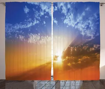 

Clouds Curtains Sunset Sky Through The Clouds Sunbeams Ombre Vibrant Sky Rays of Sun Photo Living Room Bedroom Window Drapes