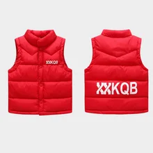 Осень и Новинка зимы Стиль со стоячим воротником детская вниз хлопчатобумажный жилет-пуховик трансграничной с принтом для новорожденных детей