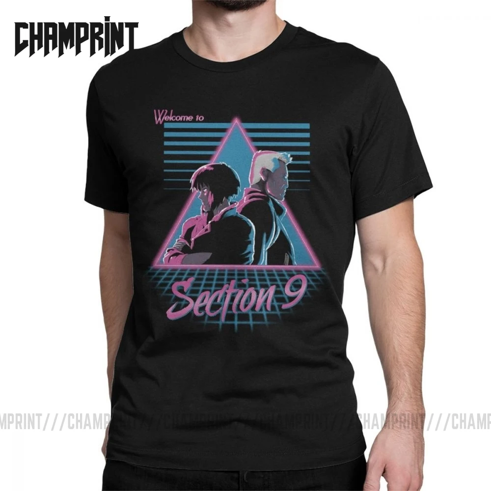 Men's T-Shirts Ghost In The Shell Welcome To Section 100% Cotton Tees Short Sleeve Anime Batou Gits T Shirts Crew Neck Tops Gift | Мужская