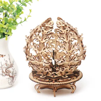

Wooden Woman Flower 3D Puzzle educational toys Mechanical Transmission Model Kit creative DIY constructor toys for adults