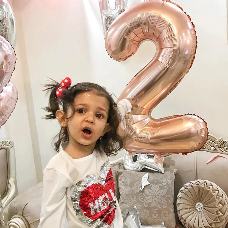 Palloncini Gonfiabili Dell'Elio Del Numero Gigante, Oro Della Rosa, Argento, Blu, Nero, Decorazione Della Festa Di Compleanno Del Bambino, Giocattoli 