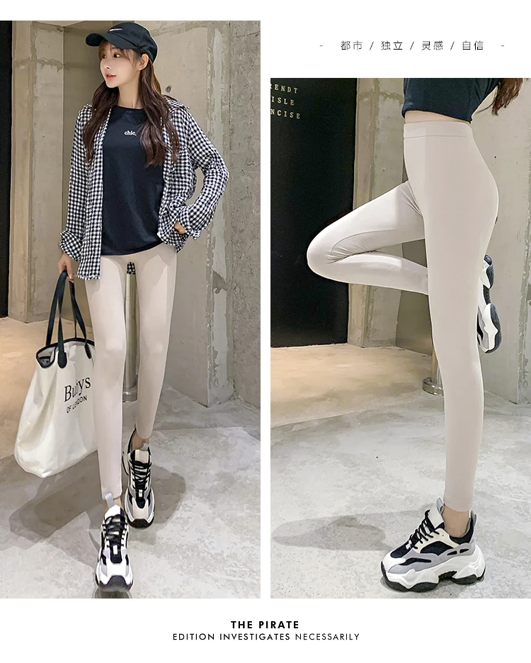 Casual Warm Slim Cotton Leggings Women Winter Gray Ankle-Length Legging Pants Big Size Female Elastic High Waist Trousers Black