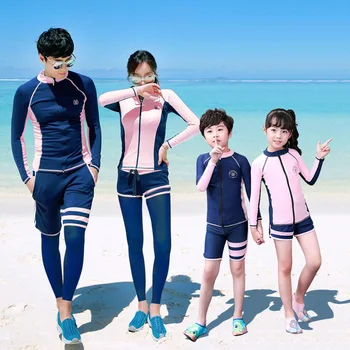 

parent child long sleeve zipper stitched jellyfish Jacket Women's quick dry snorkeling surfer men's split swimming suit