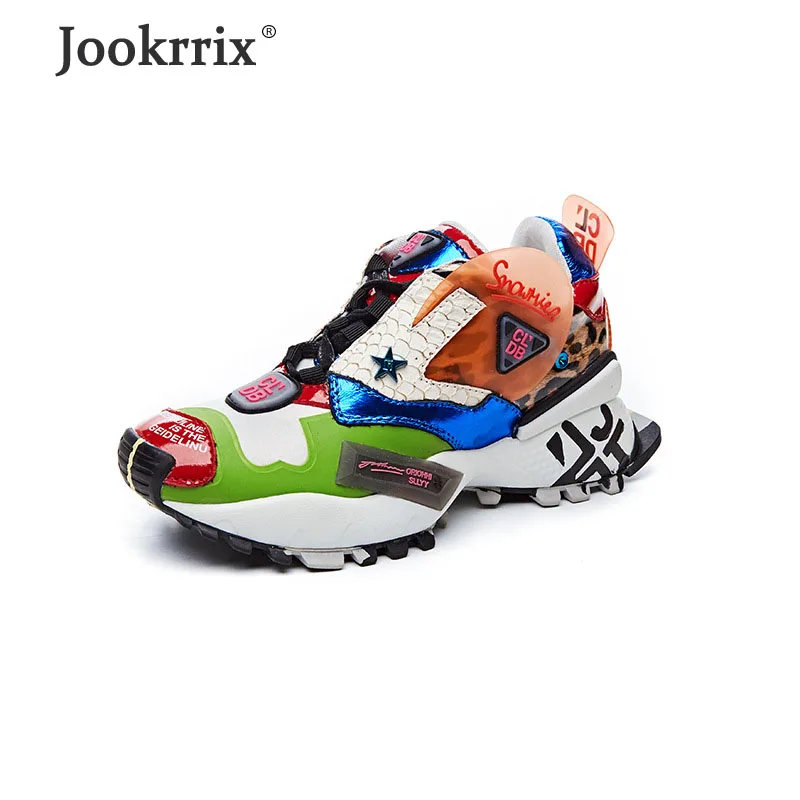 Jookrrix/; женская модная обувь из натуральной кожи; женская повседневная обувь; женские кроссовки на массивном каблуке; ZD2424