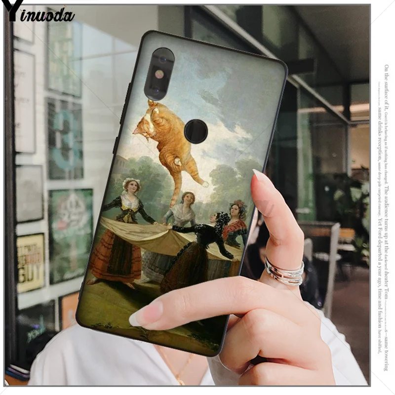Yinuoda Забавный чехол для телефона Leonardo da Vinci Mona Lisa Pat Cat Art Black для Xiao mi Red mi 5 5Plus 7 K20 Note5 6A mi 6 mi x2 mi x2S - Цвет: A2