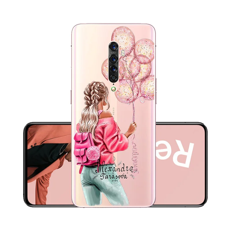 Прозрачный чехол для OPPO Reno 2 Z 2Z 2F Reno2, Модный чехол Super Mom для маленькой девочки, чехол для Oppo A9 A5 A1K Realme C2, чехол Etui - Цвет: W124