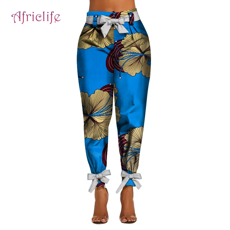 2019 новейшие модные женские длинные брюки Африканские Восковые Хлопковые Платья с регулируемым поясом для женщин WY4572