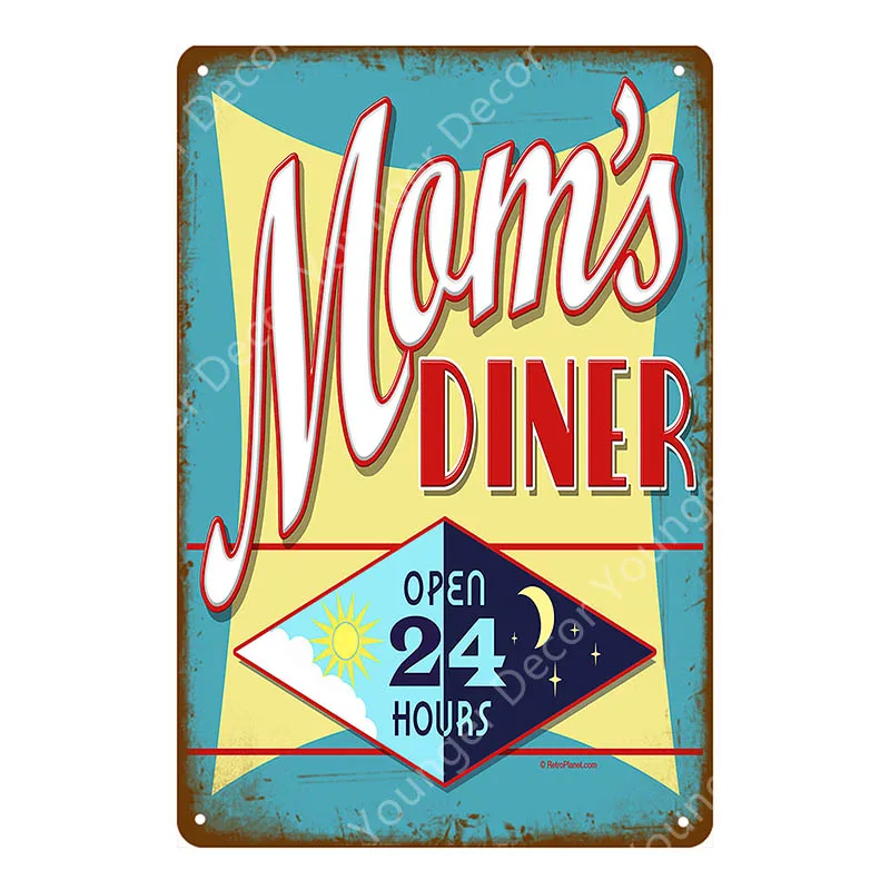 Mom's Diner настенный плакат завтрака обедов Ешьте. Пейте. Хороший фаст-фуд винтажная металлическая вывеска для паба, бара домашний Дом Кухня Декор YI-049 - Цвет: YD1941EI