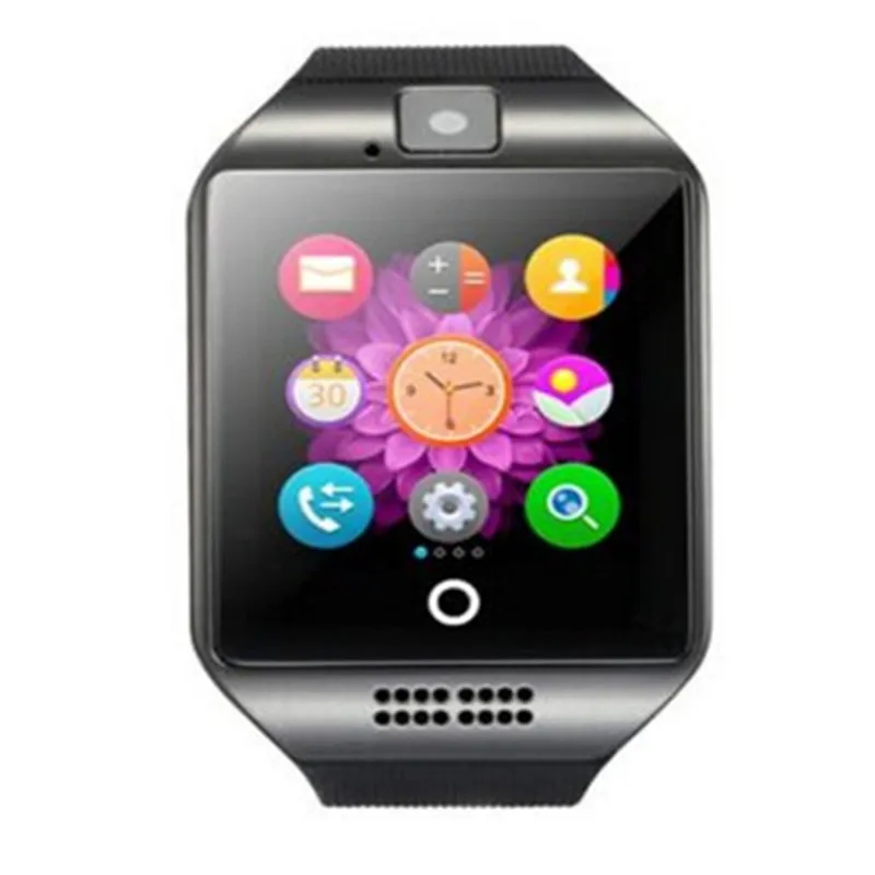Черный Умные часы Q18 часы с sim-картой TF слот Push Message Bluetooth Play MP3 музыка подключение Android телефон умные часы из сплава - Цвет: Черный