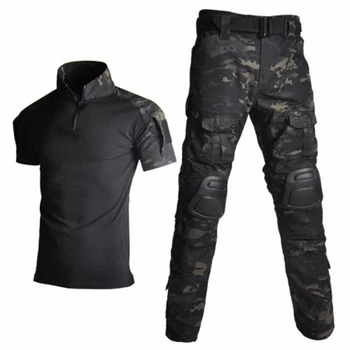 

Tactical Uniform Men Army Combat Suit Summer Short Sleeve Shirt + Pants Knee Pads Camouflage Airsoft Paintball Military Clothing
