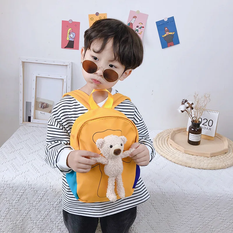 

Canvas bear backpack female 2020 new children's mini bag backpack personality cartoon cute boy school bag