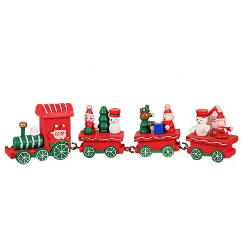 Рождественский фестиваль Декор Аксессуары мини деревянный поезд миниатюрные фигурки детская игрушка стол орнамент подарок на Рождество подарок - Цвет: Красный