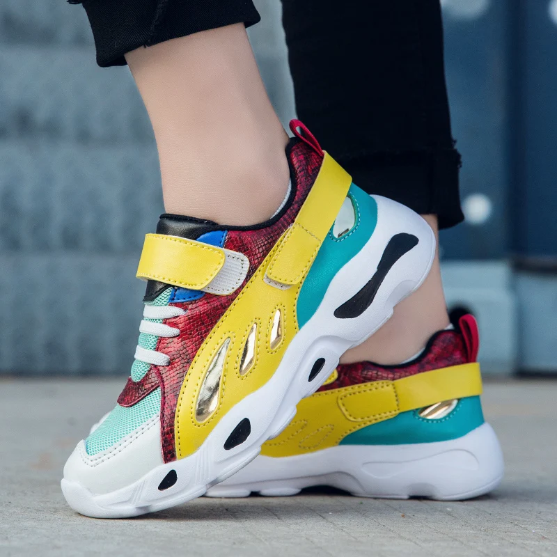 

Popular Big Children School Brand Sport Shoes Hook & Loop Youth Girls Shoes Children Casual Shoes Fashion Kids Boy Running Shoes
