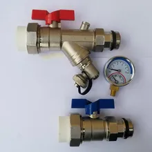 DN25 напольный нагревательный коллектор с латунным шаровым клапаном PPR впускной клапан водяного фильтра система напольного отопления коллектор