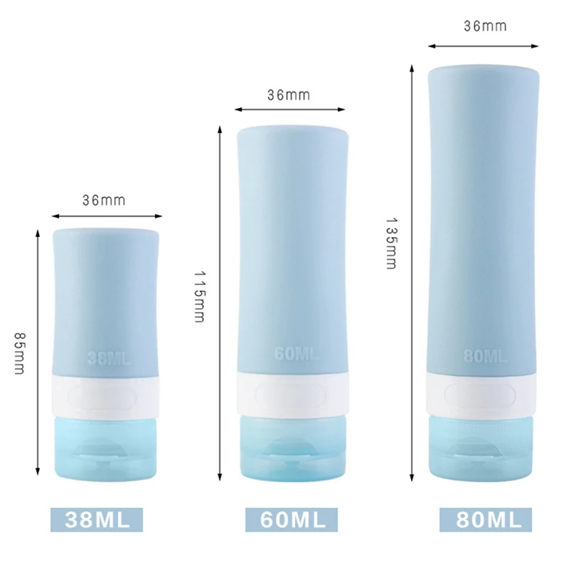 Silicone Portable Women Men Travel Packing Bottle For Lotion Shampoo Bath Cosmetic Container Bag
