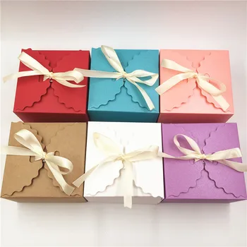 

24Pcs/Lot Colorful Kraft Paper Boxes For Joyful Wedding Party Sweet Candy Gifts Cardboard Container Boxes With Tassel String