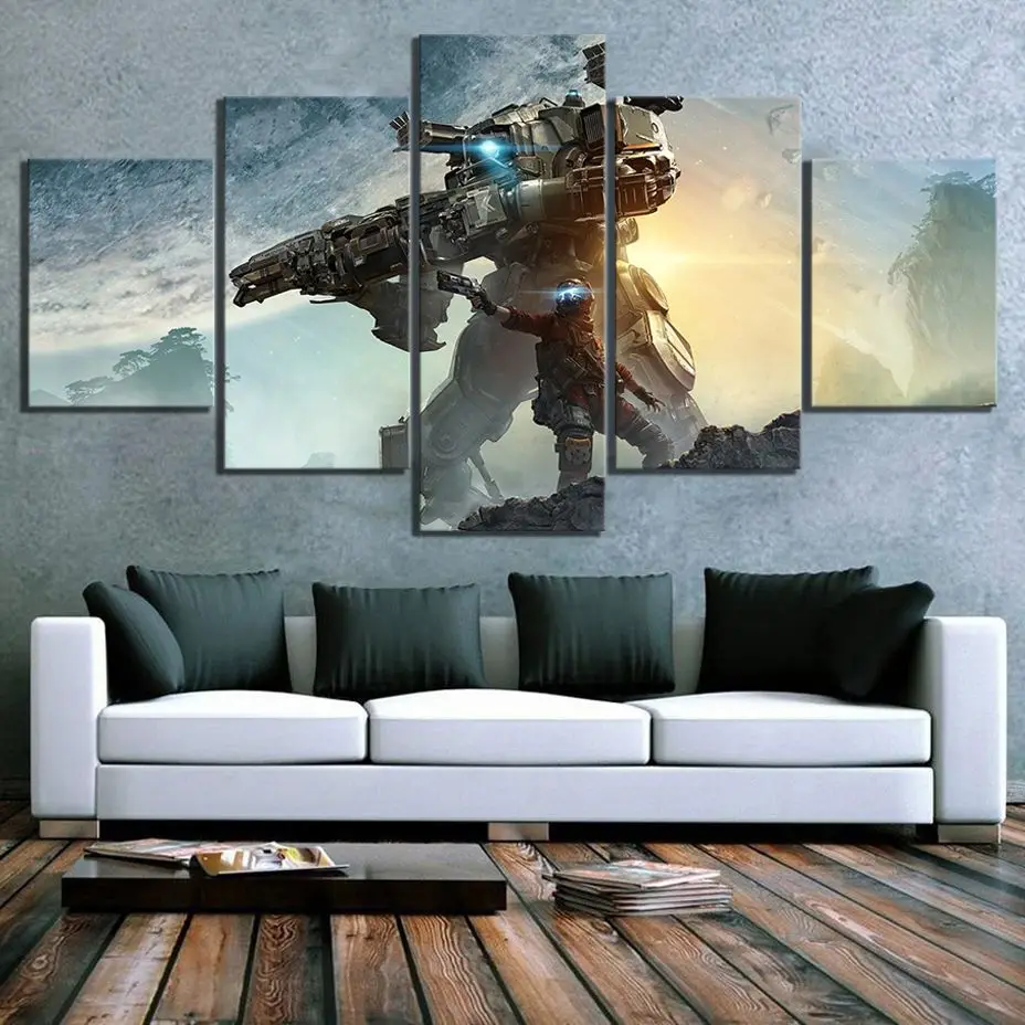 No Framed Canvas 5Pcs Titanfall 2 Mech Robot Game Kids Teens Gift Wall Art Poster Immagini Home Decor For Living Room Paintings