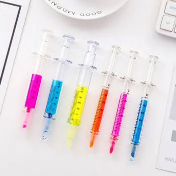 

1pcs Syringe Highlighter Pen Plastic School Office Nurse Student Arts Student dropshipping Hot cheap