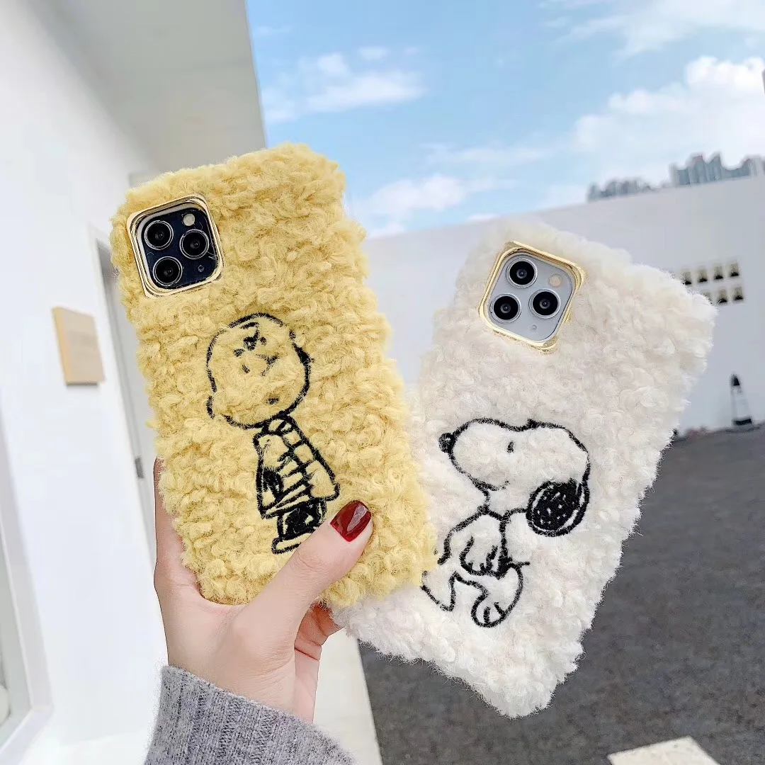 Чехол с плюшевой шерстью и изображением Шарли коричневого арахиса собаки для iPhone