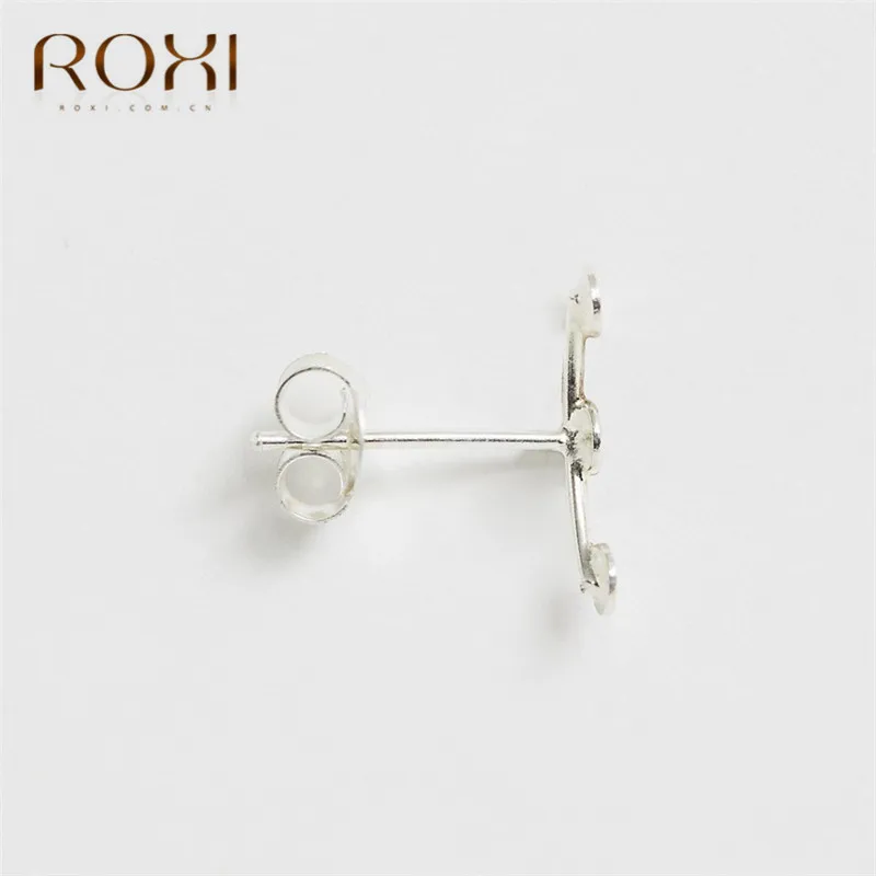 ROXI, настоящее 925 пробы, серебряные серьги, простые, круглые точки, серьги-гвоздики для женщин, Стерлинговое Серебро-ювелирные изделия, Brincos, ушные Альпинисты
