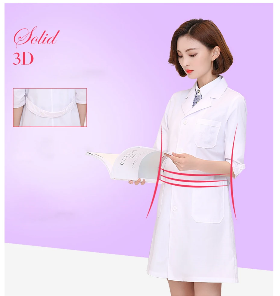 Летний женский медицинский Халат большой код лабораторный халат доктор тонкий разноцветный медсестры униформа салон красоты одежда