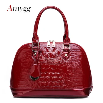 

Fashion Crocodile Casual Tote Bags Handbags Women Famous Brand Luxury Patent Leather Shell Bag Women Messenger Shoulder Bags