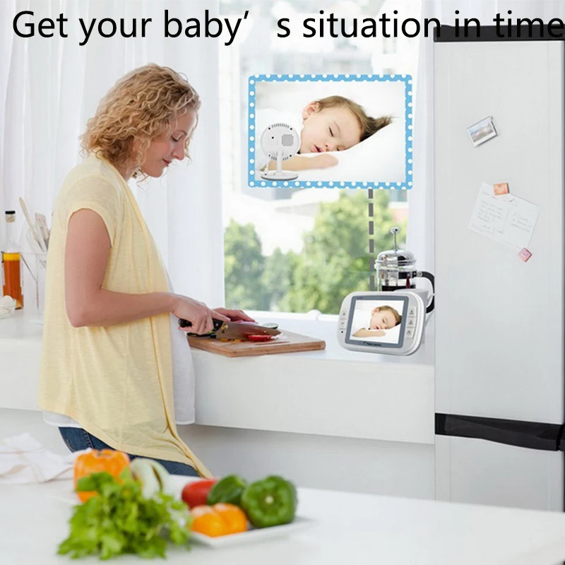 3.5 Inch Wireless Digital Baby Monitor Night Vision Sleep Music Temperature Monitoring Display 2-Way Talk With Security Camera