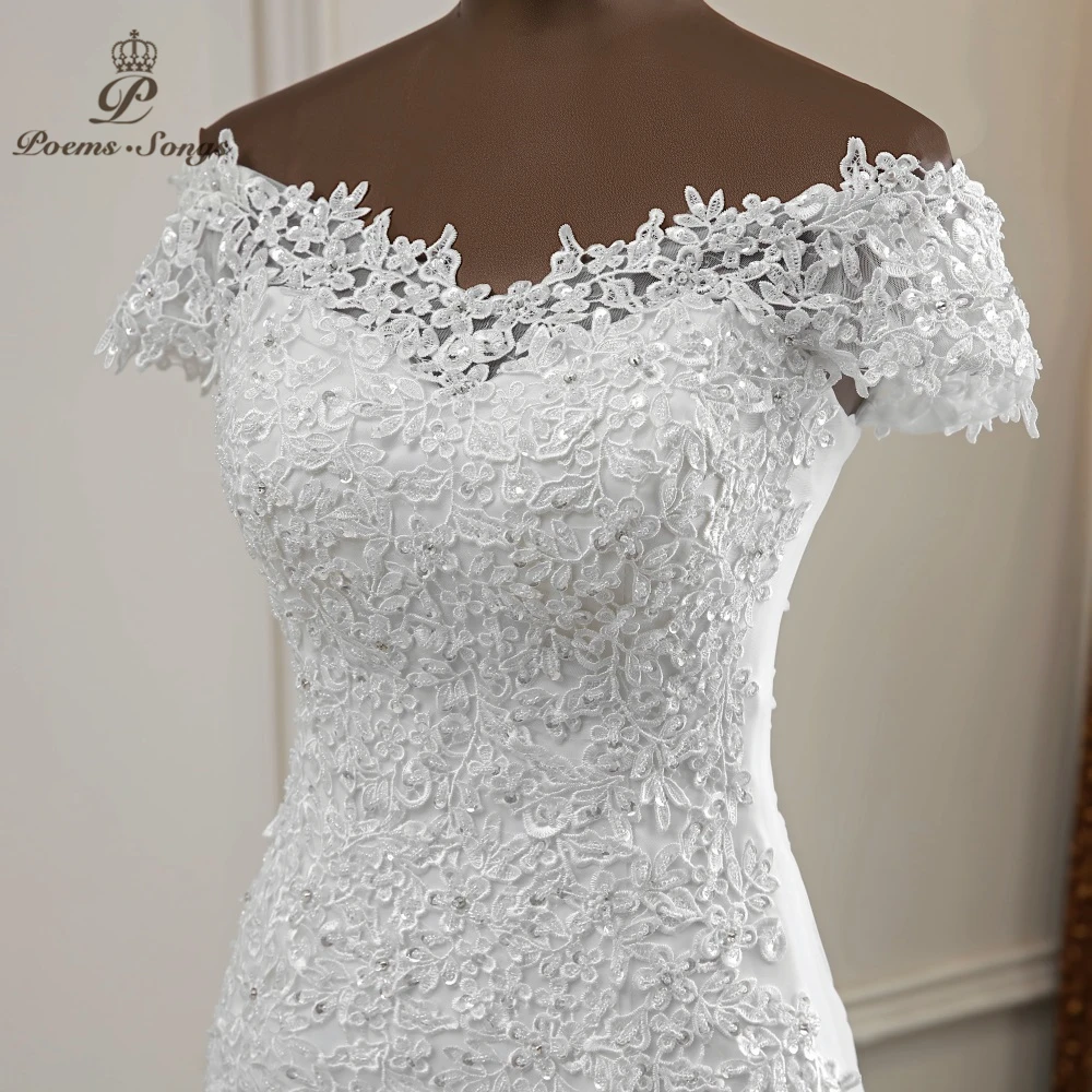 Customized Sexy wedding dress  appliques flower robe de mariee elegant bride dress lace wedding gowns beautiful  mermaid 5