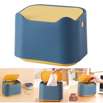 

Desktop Trash Can Push-Type Pop-up Mini Storage Bucket for Kitchen Office Living Room Desktop Hogard