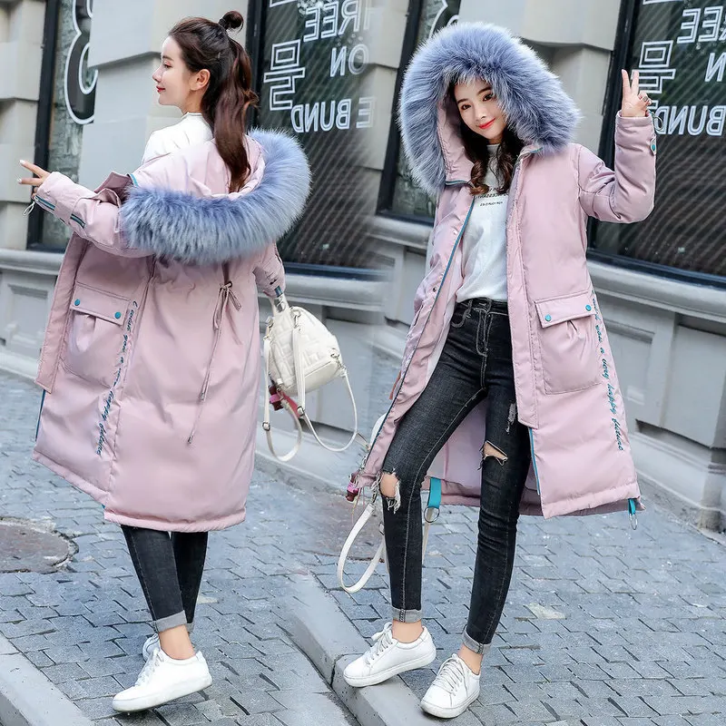 

Women Winter 2020 Coats Long Jacket Parka Korean Large Fur Collar Harajuku Coats and Jackets Women Parkas YQH363 KJ2896