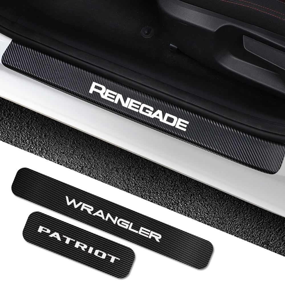 

For Jeep Renegade Wrangler JK TJ Rubicon Cherokee Patriot Trail Hawk Compass 4PCS Car Door Sill Stickers Car Tuning Accessories