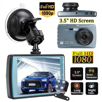 

1080p HD IPS 3.5" Dual Lens Car DVR Automatic Vehicle Video Recorder Dash Cam Dashcam Front Rear View Camera G-Sensor Parking
