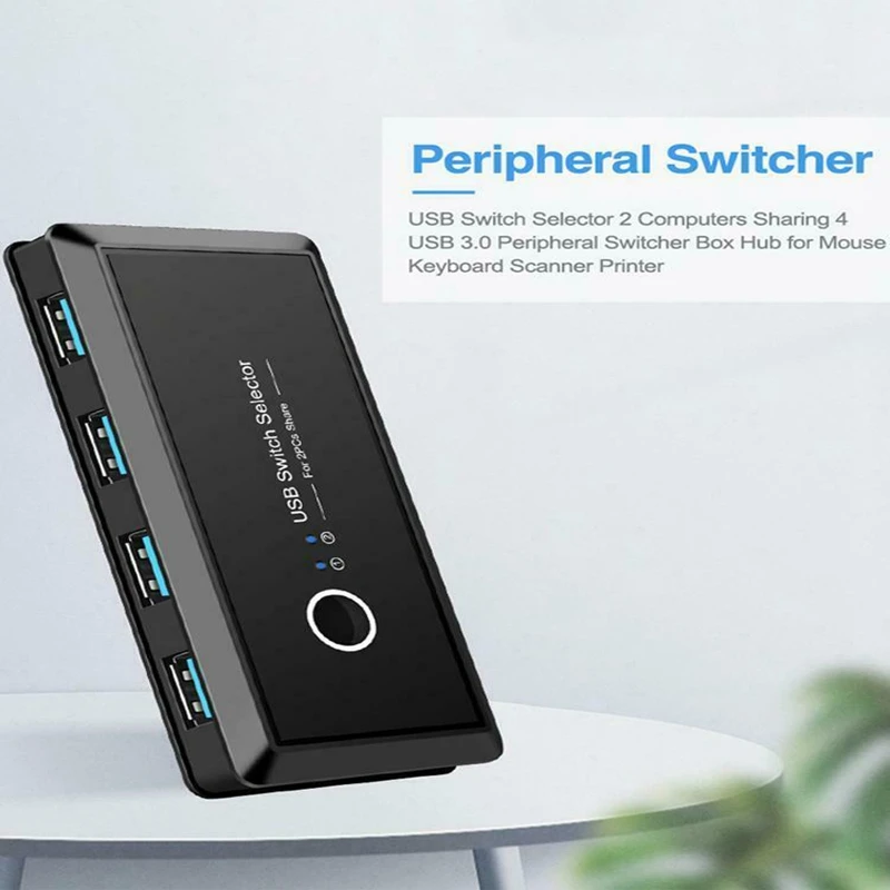  KVM Switch Box USB 3.0 Switcher 2 Port PCs Sharing 4 USB Devices for Keyboard Printer Monitor USB S