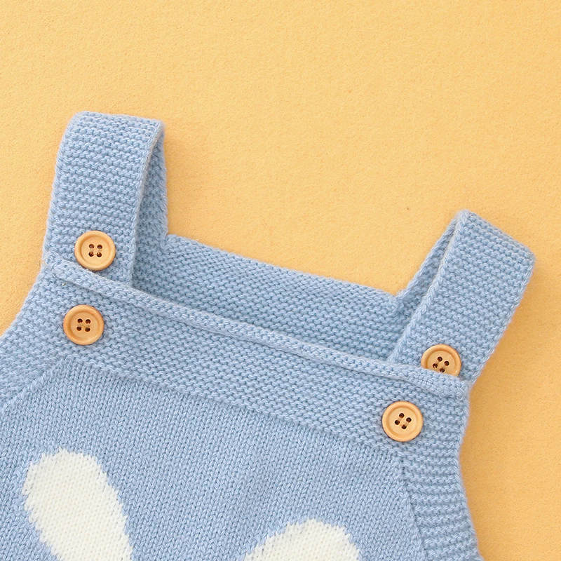 Baby Bodysuit Knit Sleeveless Newborn Girl Boy Jumpsuit Outfit Fashion 3D Rabbit Pom Pom Infant Kid Clothing Top Easter Playsuit