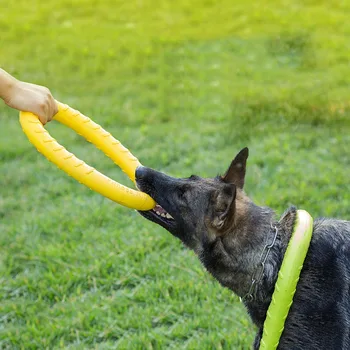 

EVA Pet Pull Ring flying disc Golden Hair Clean Tooth Bite Toy German Shepherd Puppy Interactive Toy Training Dog Toy