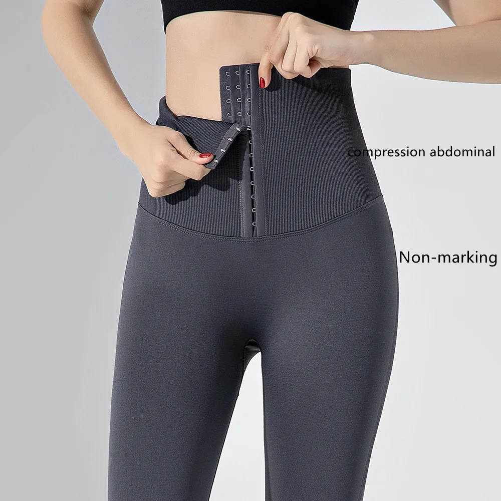 

Seamless Yoga Leggings Gym Women Contract Abdomen Sports Fitness Leggings High Waist Breasted Corset Running Activity Clothing