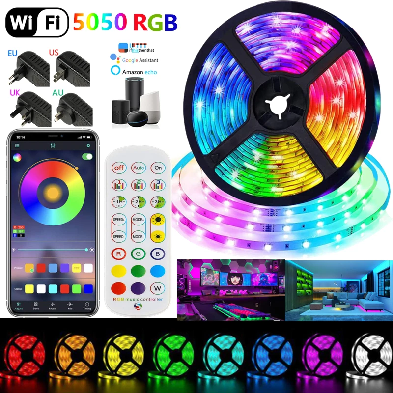 Светодиодная ленсветильник RGB 5050 SMD с поддержкой Bluetooth и Wi-Fi | Лампы освещение