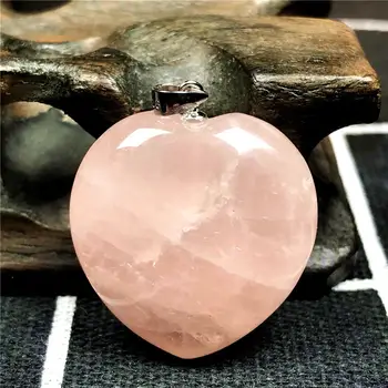 

Heart Pendant Natural Pink Rose Quartz For Woman Lady Crystal 925 Silver 24x13mm Beads Madagascar Gemstone Fashion Jewelry AAAAA