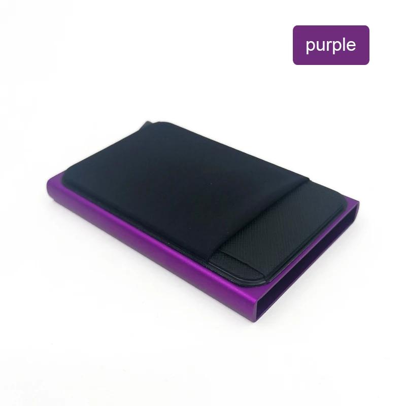 Slim Aluminum RFID Metal Card Holder with Elastic Back Pouch for Travel and ID Essentials