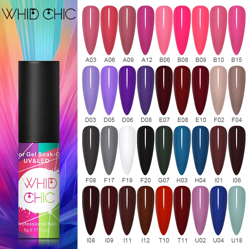 WHID CHIC 5ml Gel Polish Soak off Pure-Color Nail Art UV Varnish Colorful DIY |